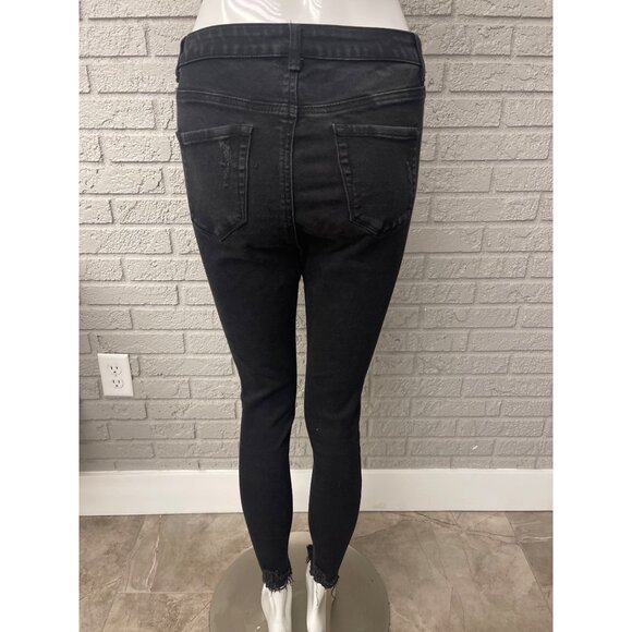 Wax Jean Women Black Stretch Distressed Skinny Jeans Size 9 /29 - Picture 2 of 11